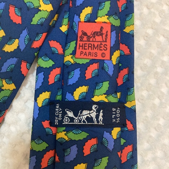 Vintage Hermes Japanese Fans Print Silk Tie - Picture 3 of 4